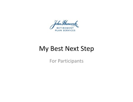 My Best Next Step  Personalized Feature on Participant Website