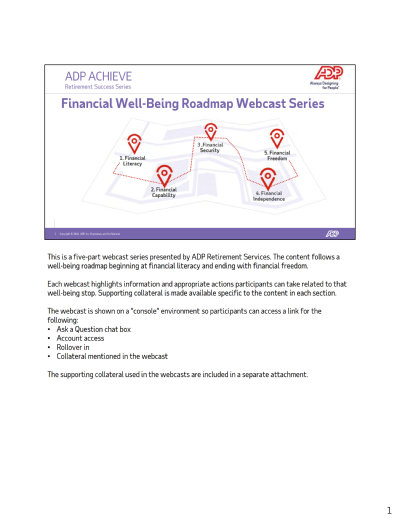 ADP Retirement Services - Financial Well-Being Roadmap Series